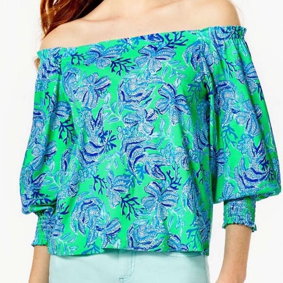 Lilly Pulitzer lessa off the shoulder top women’s size xs - Picture 1 of 7